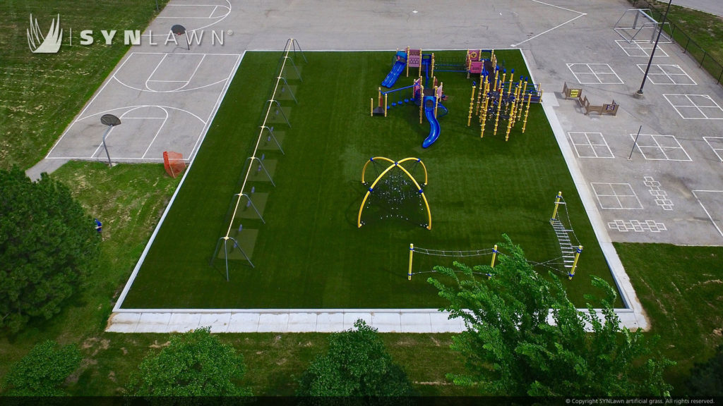 additional drone shot of commercial artificial grass playground