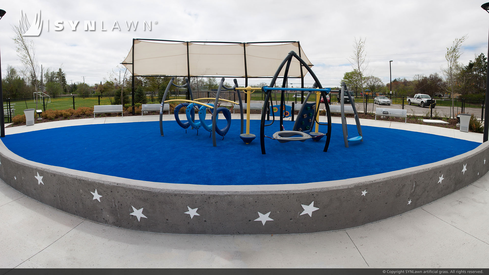 Small playground using artificial turf