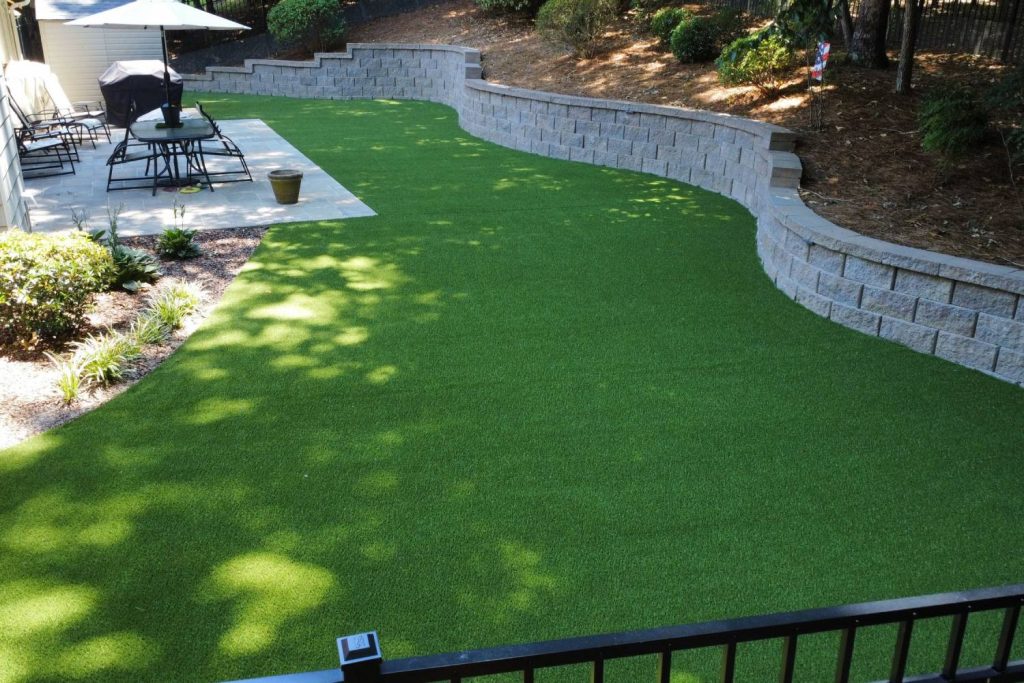 Artificial grass backyard and patio