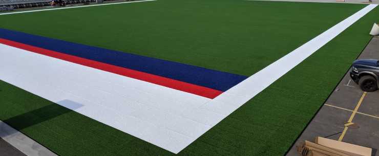 Artificial grass football field