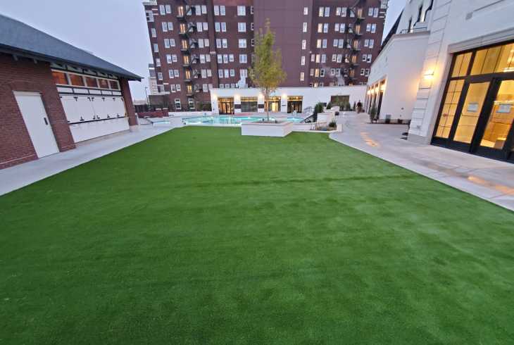 Hotel artificial grass back area