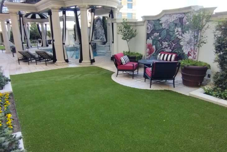 Artificial grass courtyard at hotel