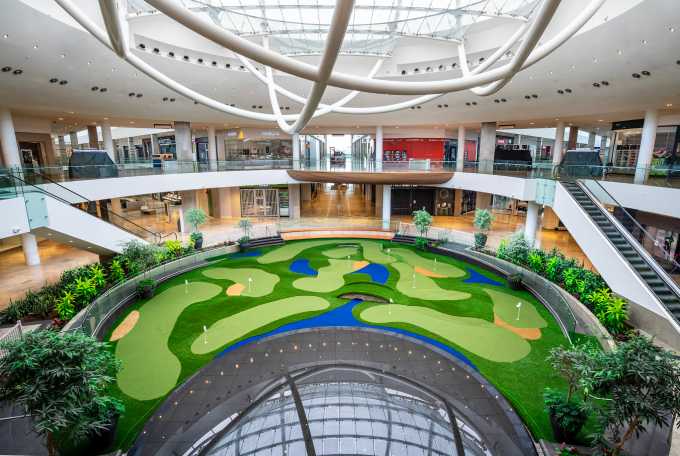 indoor mini golf course installed in a mall