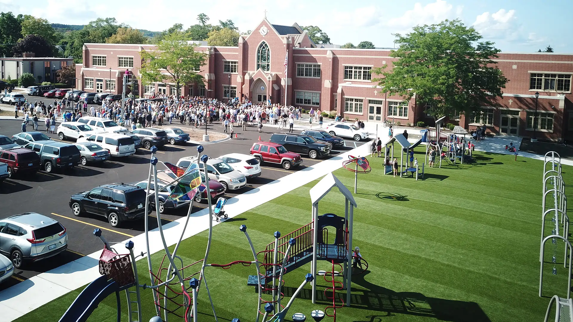 georgia-artificial-grass-church-hero Artificial grass church courtyard installed by SYNLawn