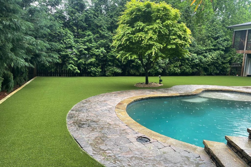 Artificial grass backyard