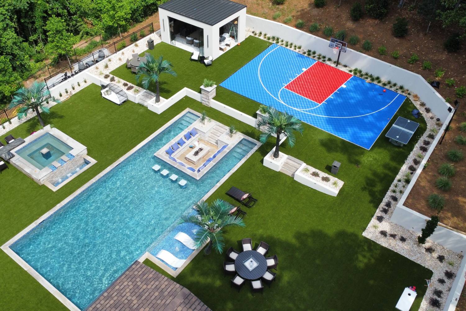 Artificial sports turf in Atlanta, GA backyard