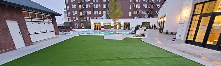 Artificial grass hotel courtyard from SYNLawn Georgia