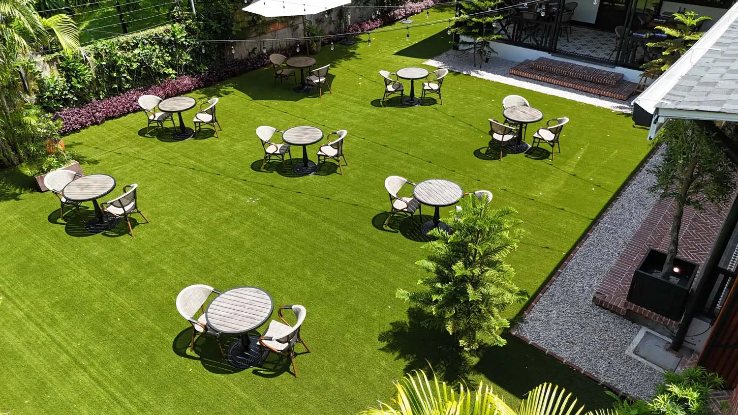 SYNLawn commercial artificial grass patio installation