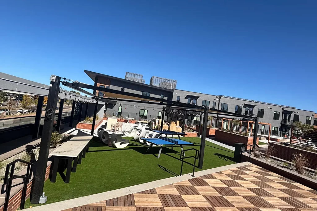 Rooftop artificial grass installation from SYNLawn Georgia