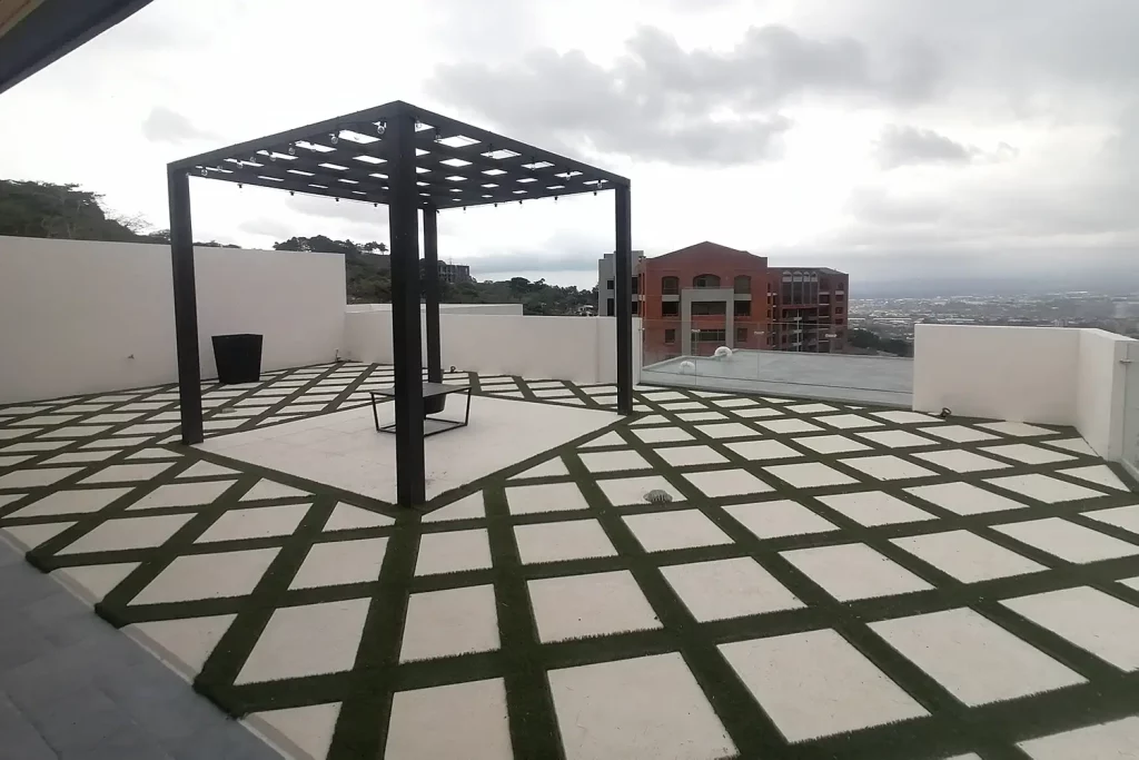 Rooftop artificial grass installation from SYNLawn Georgia