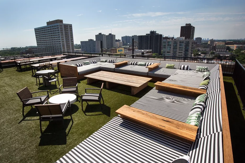 Rooftop artificial grass installation from SYNLawn Georgia