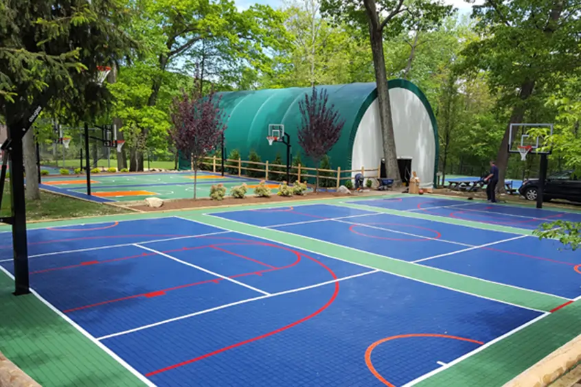 Commercial basketball courts installed by SYNLawn Georgia